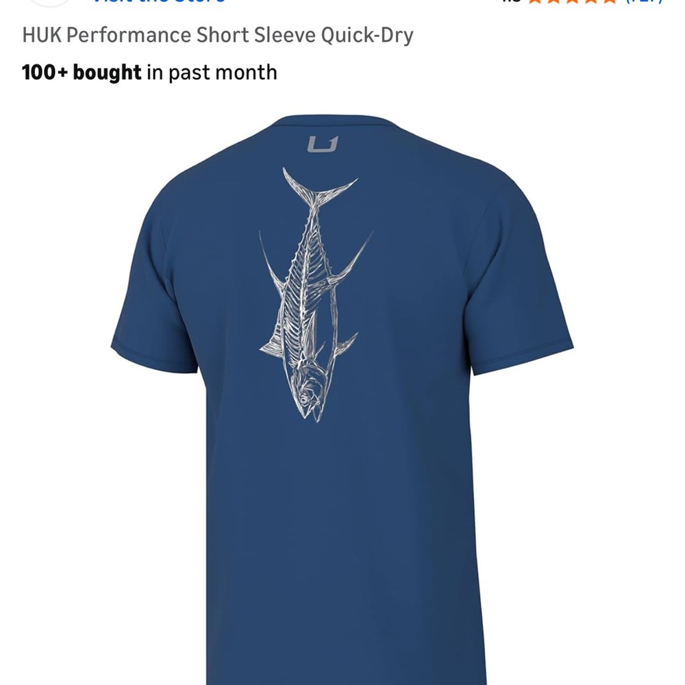 Huk Blue Performance Short Sleeve Shirt L NWT